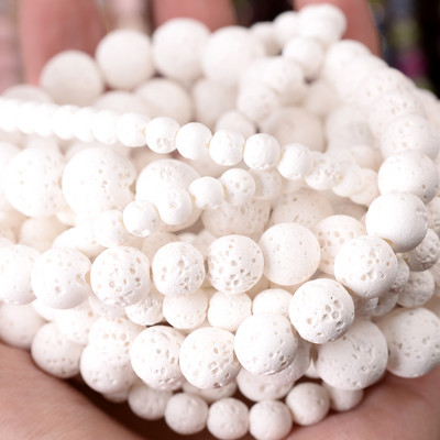 Mărgele de piatră de lavă albă Mărgele distanțiere rotunde vulcanice naturale pentru realizarea de bijuterii DIY Brelocuri Brățară Colier Accesorii 4 -12mm