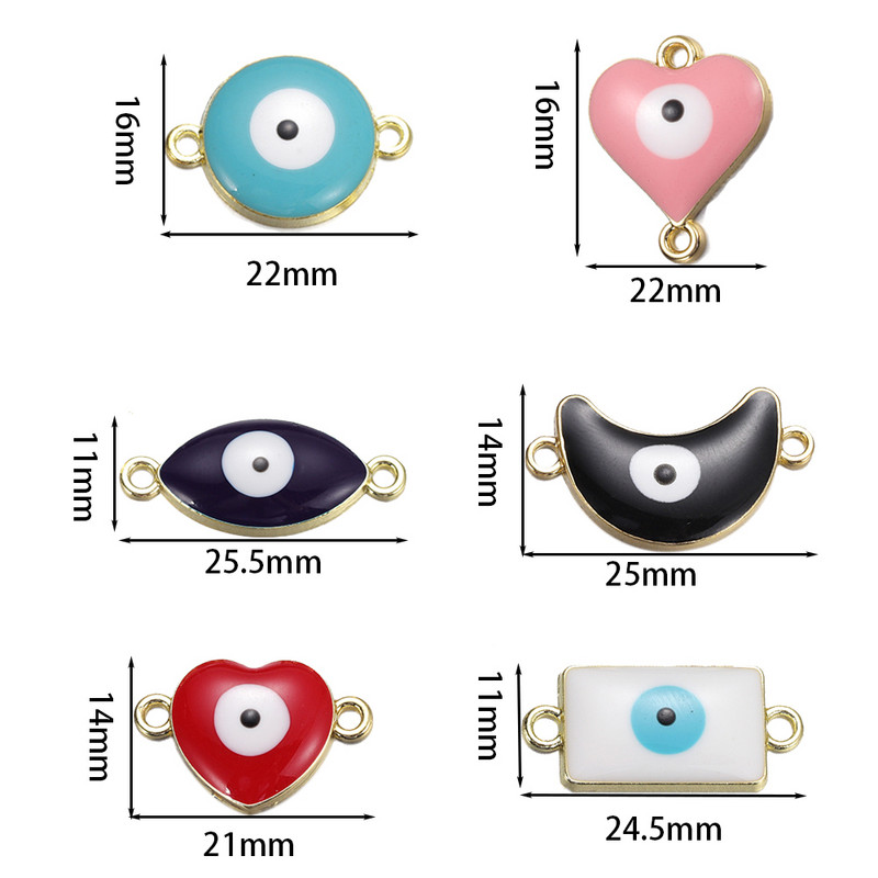 5Pcs/Lot Emajl Legura Evil Eyes Privjesak Srce Privjesci za DIY Ogrlica Narukvica Naušnice Privjesci Pribor za izradu nakita