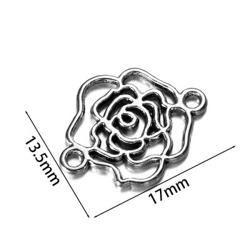 50Pcs/Παρτίδα 13,5x17mm Αλουμίνιο Hollow Flower Charms Σύνδεσμοι για DIY κολιέ βραχιόλι Κοσμήματα Making Findings Αξεσουάρ