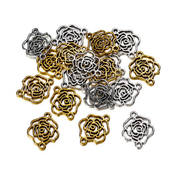 50Pcs/Παρτίδα 13,5x17mm Αλουμίνιο Hollow Flower Charms Σύνδεσμοι για DIY κολιέ βραχιόλι Κοσμήματα Making Findings Αξεσουάρ