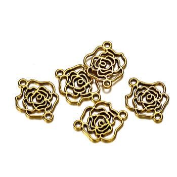 50Pcs/Παρτίδα 13,5x17mm Αλουμίνιο Hollow Flower Charms Σύνδεσμοι για DIY κολιέ βραχιόλι Κοσμήματα Making Findings Αξεσουάρ