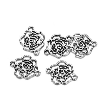 50Pcs/Παρτίδα 13,5x17mm Αλουμίνιο Hollow Flower Charms Σύνδεσμοι για DIY κολιέ βραχιόλι Κοσμήματα Making Findings Αξεσουάρ