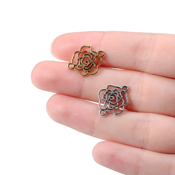 50Pcs/Παρτίδα 13,5x17mm Αλουμίνιο Hollow Flower Charms Σύνδεσμοι για DIY κολιέ βραχιόλι Κοσμήματα Making Findings Αξεσουάρ