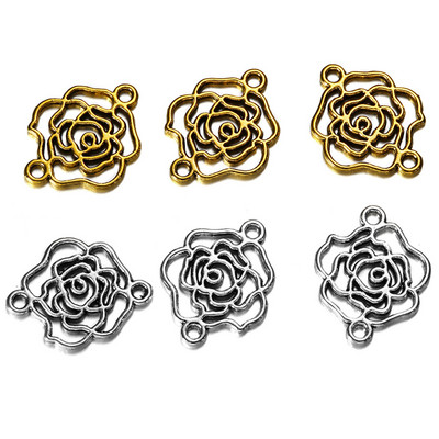 50Pcs/Παρτίδα 13,5x17mm Αλουμίνιο Hollow Flower Charms Σύνδεσμοι για DIY κολιέ βραχιόλι Κοσμήματα Making Findings Αξεσουάρ