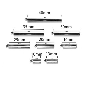 10 σετ/παρτίδα Slide On End Πόρπες Crimp End αγκράφες Tubes Slider End Caps Lobster clasps Αλυσίδες για DIY κοσμήματα