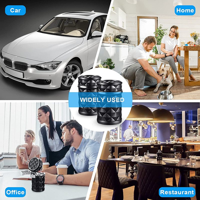 Scrumieră pentru mașină cu lumină LED Tavă portabilă pentru cenușă din aliaj ceașcă din aluminiu Scrumieră automată fără fum Cutie suport pentru țigări ignifugă