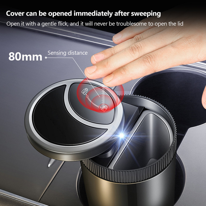 Automobilių išmanioji peleninė su LED šviesos cigarų cigarečių peleninė nuo kvapo automatinio puodelio laikymo infraraudonųjų spindulių jutikliu Metalinis be dūmų peleninė