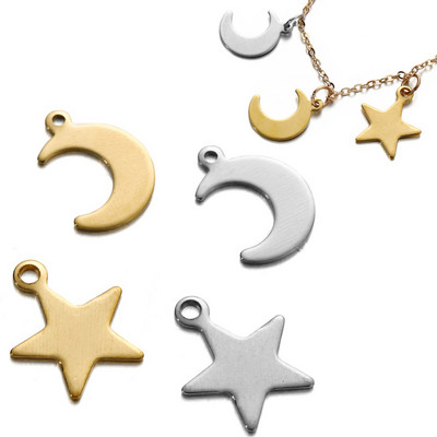 20/50Pcs Ανοξείδωτο μενταγιόν Star Moon Charms για DIY Σκουλαρίκια Κολιέ Βραχιόλι Κρεμαστά Χειροτεχνία Αξεσουάρ κατασκευής κοσμημάτων