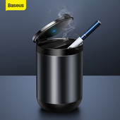 Baseus autós hamutartó LED könnyűfém hamutálca alumínium pohár hordozható füstmentes autó hamutartó lángálló cigarettatartó doboz