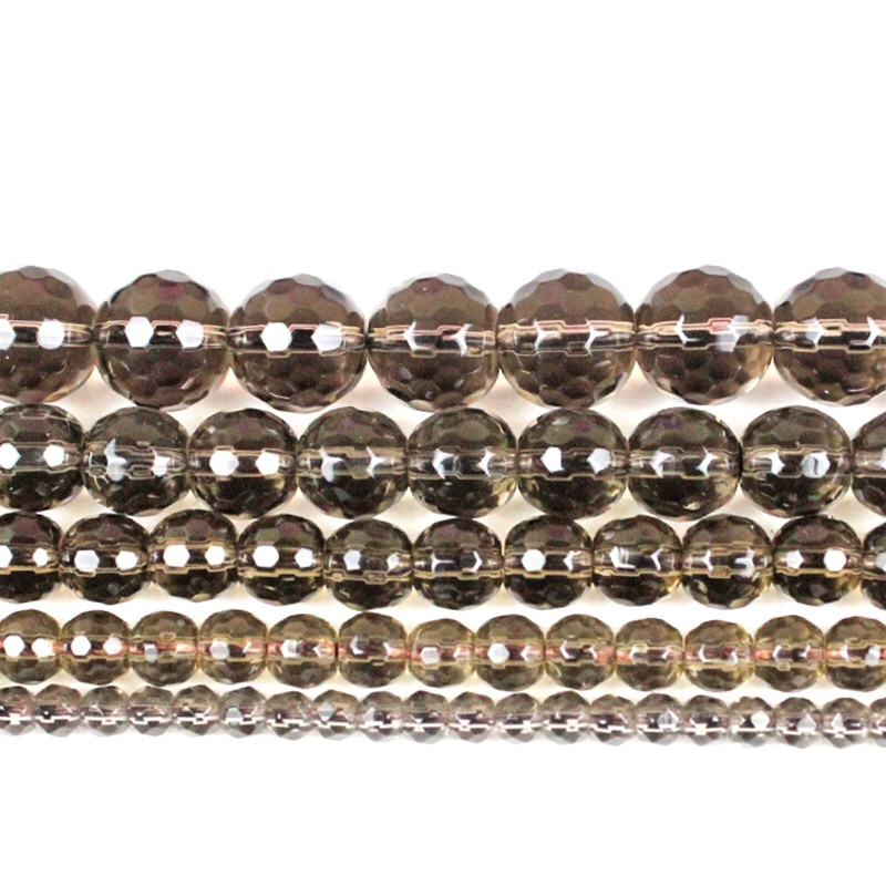 Mărgele de cristal de cuarț fumuriu cu fațete din piatră naturală pentru fabricarea de bijuterii colier brățară bricolaj 4/6/8/10/12 mm șuviță 15 inchi Comerț cu ridicata