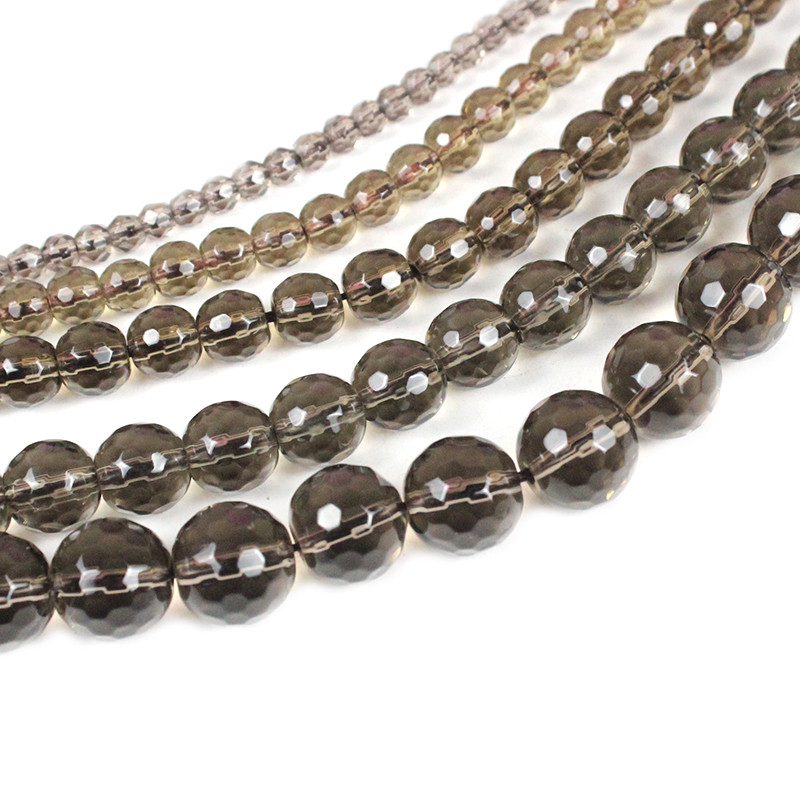 Mărgele de cristal de cuarț fumuriu cu fațete din piatră naturală pentru fabricarea de bijuterii colier brățară bricolaj 4/6/8/10/12 mm șuviță 15 inchi Comerț cu ridicata