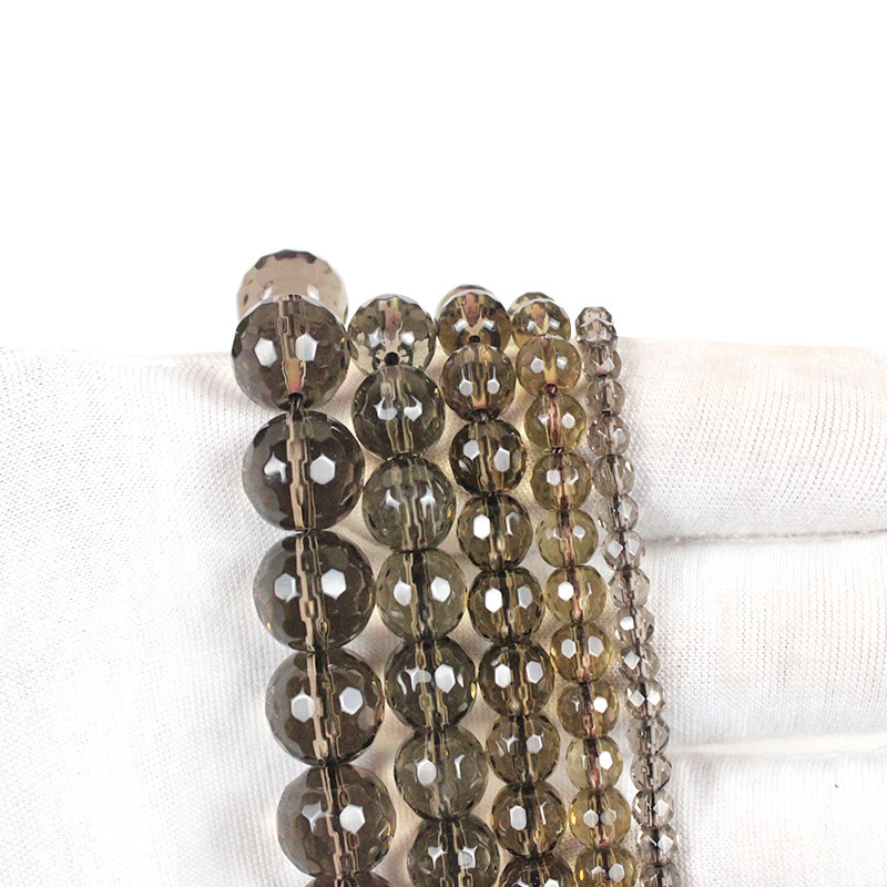Mărgele de cristal de cuarț fumuriu cu fațete din piatră naturală pentru fabricarea de bijuterii colier brățară bricolaj 4/6/8/10/12 mm șuviță 15 inchi Comerț cu ridicata