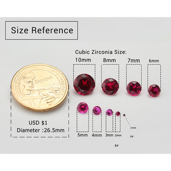 Размер 1,0 ~ 12 mm Кръгъл брилянтен синтетичен корунд Червен камък Скъпоценни камъни 5# 8# Рубини Синтетичен за бижута