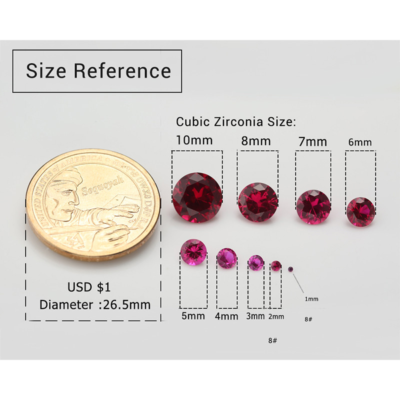 Badu.bg Размер 1,0 ~ 12 mm Кръгъл брилянтен синтетичен корунд Червен ...