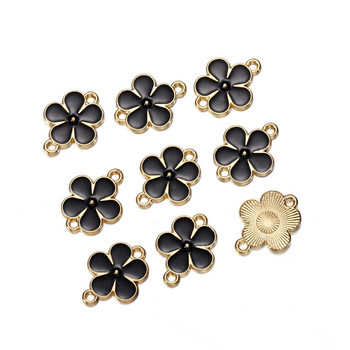 5 τεμάχια/Παρτίδα σμάλτο λουλουδιών από κράμα διπλής τρύπας Μενταγιόν Κοσμήματα Υποδοχές για DIY βραχιόλια σκουλαρίκια Κολιέ Κατασκευή κοσμημάτων