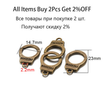 10 σετ/τσάντα Charms Handcuffs Freedom Connector Αντίκες muticolor μενταγιόν για DIY Jewelry Making Findings Supplies Handmade