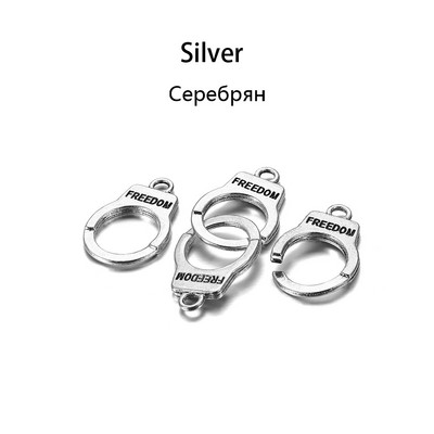 10 készlet/táska Bűbájok Bilincsek Freedom Connector Antik színes medálok barkács ékszerekhez Kézzel készített kellékek