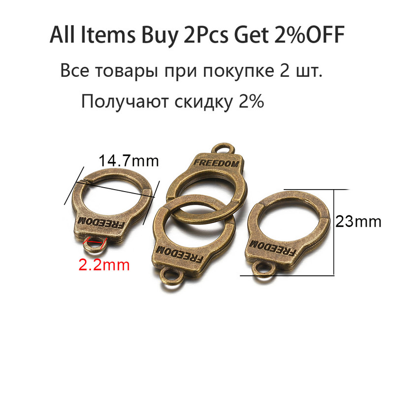 10 készlet/táska Bűbájok Bilincsek Freedom Connector Antik színes medálok barkács ékszerekhez Kézzel készített kellékek