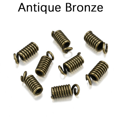 100 τεμ./παρτίδα Κούμπες ελατηρίου Κορδόνι τσακισμένο άκρο Καπάκια Συνδέσεις στερέωσης για DIY βραχιόλι Κολιέ Κοσμήματα Προμήθειες κατασκευής Αξεσουάρ