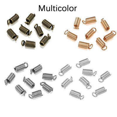 100 τεμ./παρτίδα Κούμπες ελατηρίου Κορδόνι τσακισμένο άκρο Καπάκια Συνδέσεις στερέωσης για DIY βραχιόλι Κολιέ Κοσμήματα Προμήθειες κατασκευής Αξεσουάρ