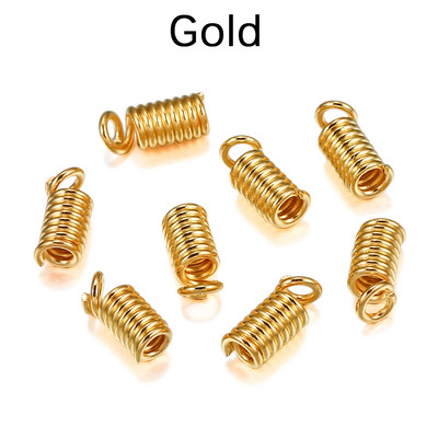 100 τεμ./παρτίδα Κούμπες ελατηρίου Κορδόνι τσακισμένο άκρο Καπάκια Συνδέσεις στερέωσης για DIY βραχιόλι Κολιέ Κοσμήματα Προμήθειες κατασκευής Αξεσουάρ