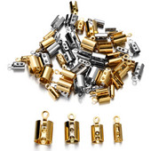 30/50 τεμ. Χρυσό χρώμα Κορδόνια από ανοξείδωτο ατσάλι Crimp End Beads Καπάκια Δερμάτινο κλιπ Μύτη Πτυσσόμενη πτύχωση για κατασκευή κοσμημάτων βραχιολιών