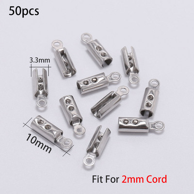 30/50 τεμ. Χρυσό χρώμα Κορδόνια από ανοξείδωτο ατσάλι Crimp End Beads Καπάκια Δερμάτινο κλιπ Μύτη Πτυσσόμενη πτύχωση για κατασκευή κοσμημάτων βραχιολιών
