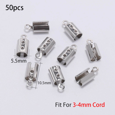 30/50 τεμ. Χρυσό χρώμα Κορδόνια από ανοξείδωτο ατσάλι Crimp End Beads Καπάκια Δερμάτινο κλιπ Μύτη Πτυσσόμενη πτύχωση για κατασκευή κοσμημάτων βραχιολιών