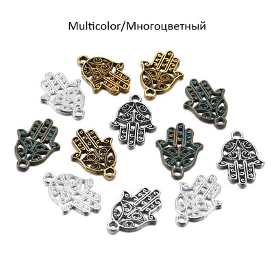 20 τμχ/παρτίδα Αντίκες μπρούτζινα κουλούρια Hamsa Palm Protection μενταγιόν για βραχιόλι κολιέ Χειροποίητο κόσμημα 21x15mm