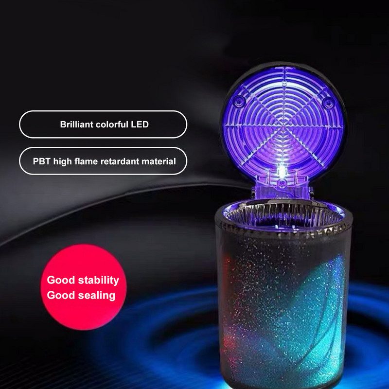 Scrumieră pentru mașină cu lumină LED Capac ermetic Suport pentru pahare pentru vehicule multifuncționale Scrumieră de aerisire Coș de gunoi Decorarea interioară a mașinii