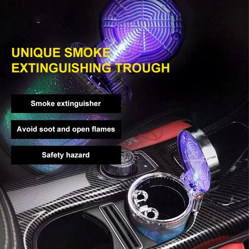 Scrumieră pentru mașină cu lumină LED Capac ermetic Suport pentru pahare pentru vehicule multifuncționale Scrumieră de aerisire Coș de gunoi Decorarea interioară a mașinii