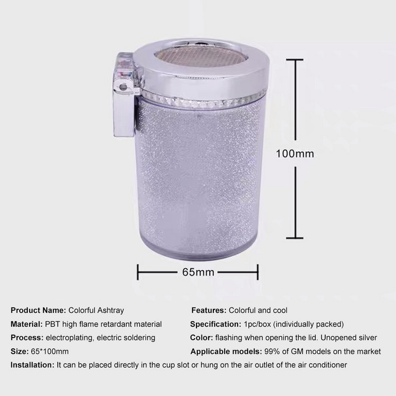 Scrumieră pentru mașină cu lumină LED Capac ermetic Suport pentru pahare pentru vehicule multifuncționale Scrumieră de aerisire Coș de gunoi Decorarea interioară a mașinii