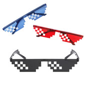 Thug Life Mosaic Brilles Saulesbrilles Vīriešu Sieviešu 8 bitu kodēšanas pikseļi Moderns, foršs Super ballīte Smieklīgi vintage toņi Brilles