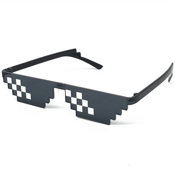 Thug Life Мозайка Очила Слънчеви очила Мъже Жени 8 битов кодиращ пиксел Модерни готини супер парти Забавни ретро нюанси Очила
