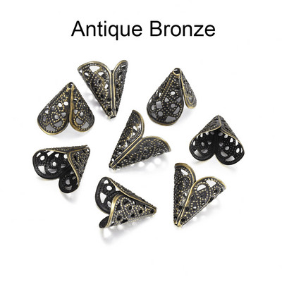 50 τμχ Γούρια 16x16mm Φιλιγκράν Σχήμα λουλουδιών Κώνοι Χάντρες Καπάκι για DIY σκουλαρίκι Κολιέ Κοσμήματα Εύρεση Κατασκευής Προμήθειες Αξεσουάρ