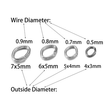 300Pcs/Παρτίδα 4 5 6 7mm Χρυσό Χρώμα Μεταλλικό Δαχτυλίδι Oval Jump Ring Split Rings Connectors for DIY Jewelry Making Findings Accessories