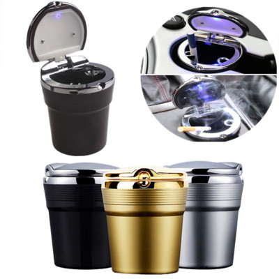100%Brand Car Ashtray with LED Light Cigarette Smoke Travel Remover Ash Cylinder Car Smokeless Smoke Cup Holder Auto Accessories