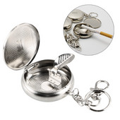 Taskune tuhatoos suitsetamistarvikud Võtmehoidjaga kaasaskantav mini-roostevabast terasest sigareti-tuhatoos tuhaalus