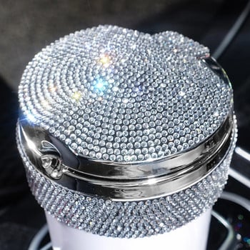 Автомобилен пепелник с LED светлина Диамантена пура Цигара Пепелник Поставка за димна чаша Чаша за съхранение Аксесоари за кола Интериор за жени