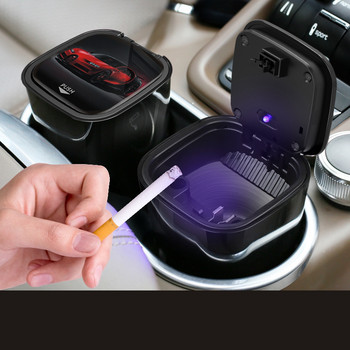 Аксесоари за пепелник за кола многофункционален пепелник със синя LED светлина капак автоматично пушене вътрешността на автомобила забавител на горенето