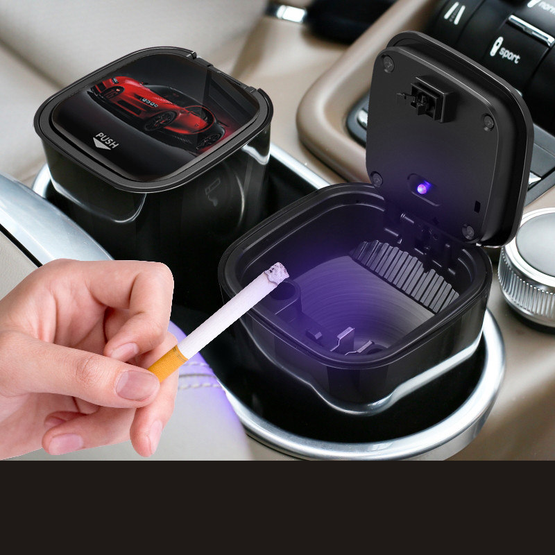 Autós hamutartó tartozékok többfunkciós hamutartó Kék LED Fény burkolattal automata dohányzó autóbelső égésgátló