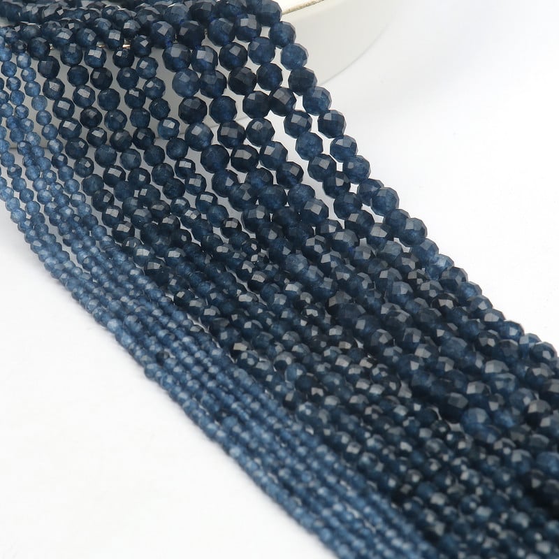 2 3 4 mm-es természetes kővel csiszolt kék zafír kis derék mag Kerek gyöngyök ékszerkészítéshez barkácsolás karkötő nyaklánc kiegészítők