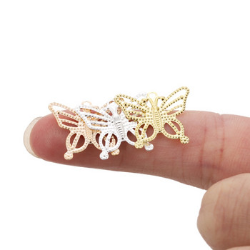 100Pcs/Παρτίδα 17x19mm Hollow Butterfly Filigree Wraps Connectors Charm for DIY Jewelry Making Findings Accessories Supplies