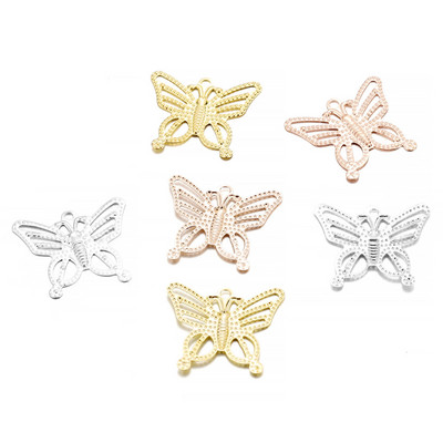 100Pcs/Παρτίδα 17x19mm Hollow Butterfly Filigree Wraps Connectors Charm for DIY Jewelry Making Findings Accessories Supplies