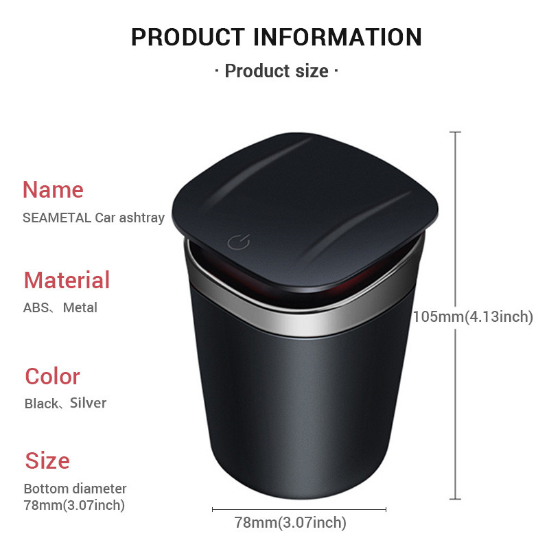 Auto tuhatoos auto sigareti suitsutuhaalus LED sinine valgus sigareti tubaka tuhk tasku tahma leek ABS metallist tass kaasaskantav tuhatoos