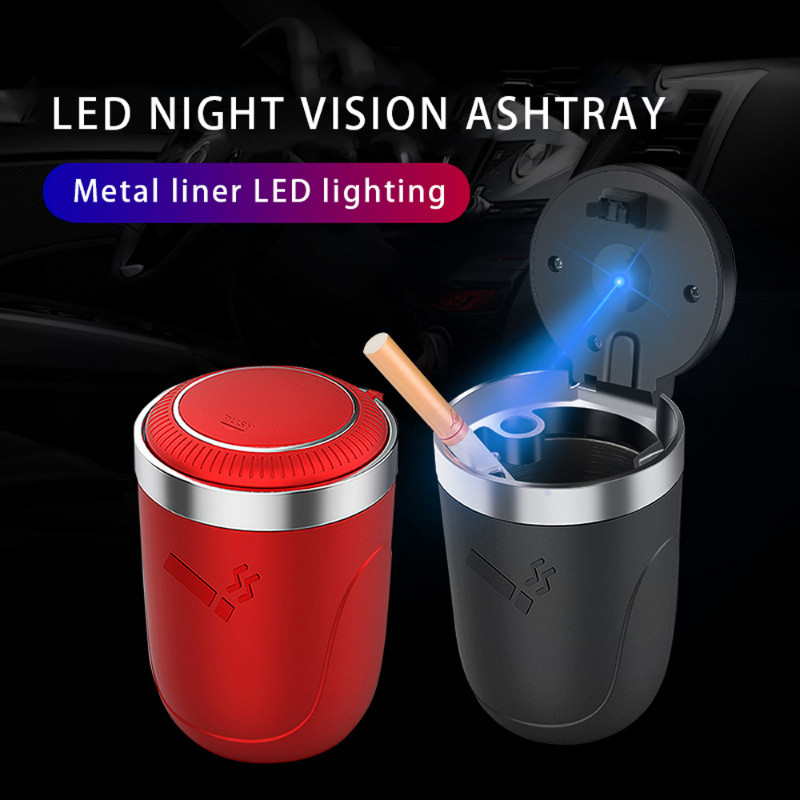 Automobilska pepeljara s LED svjetlom Push Type Uređenje interijera kreativni višenamjenski Dekor držača pepeljare za cigarete