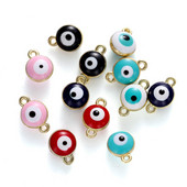 20db/tétel 7mm vegyes színű ötvözet Evil Eye fülbevaló csatlakozók nyaklánc karkötő medál ékszer készítési kiegészítők