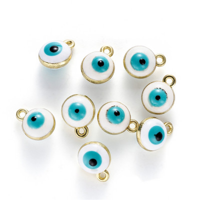 20db/tétel 7mm vegyes színű ötvözet Evil Eye fülbevaló csatlakozók nyaklánc karkötő medál ékszer készítési kiegészítők