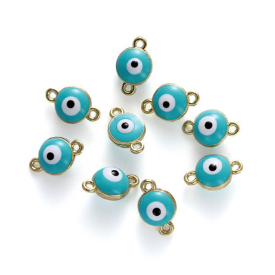 20db/tétel 7mm vegyes színű ötvözet Evil Eye fülbevaló csatlakozók nyaklánc karkötő medál ékszer készítési kiegészítők