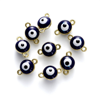 20db/tétel 7mm vegyes színű ötvözet Evil Eye fülbevaló csatlakozók nyaklánc karkötő medál ékszer készítési kiegészítők